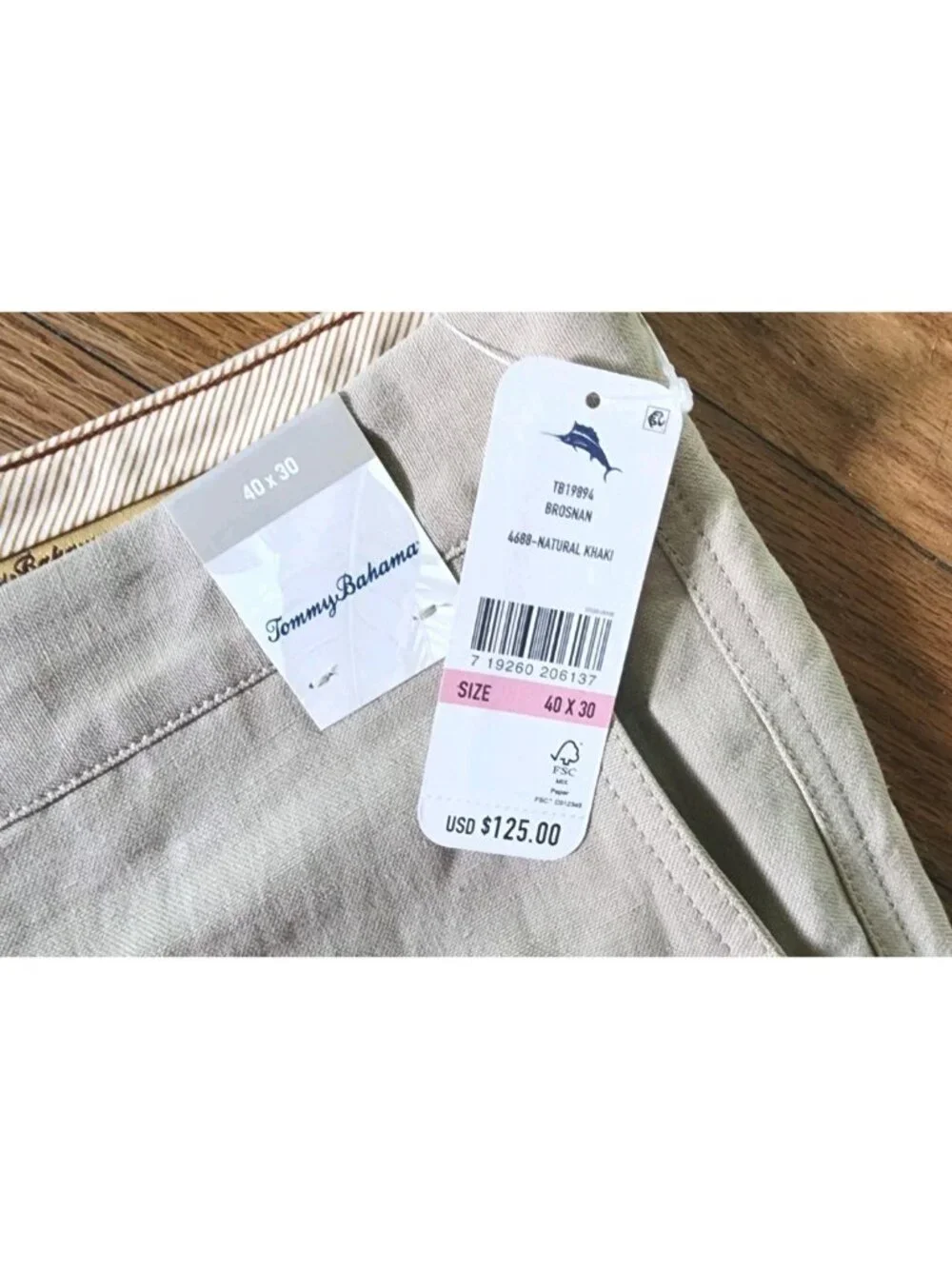 Tommy Bahama Pants 40x30 Beige Linen Silk Blend Flat Front NEW RTL $125
